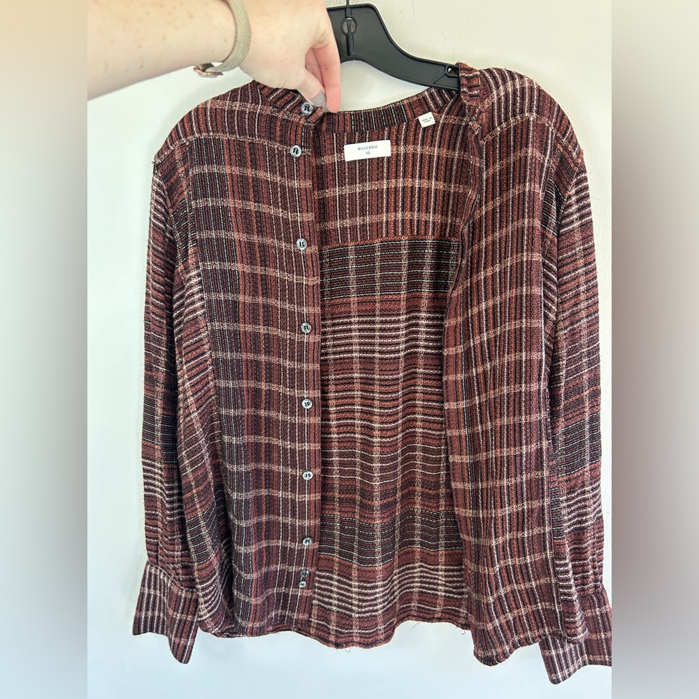 BILLY REID Plaid Italian Button Top Heritage Equestrian Academia Viscose Size XS - Picture 9 of 16